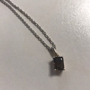 1.5 carat smokey quartz emerald cut pendant 925
